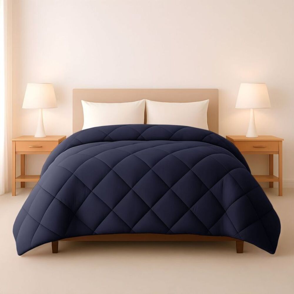 Lux Decor Twin Microfiber Breathable All Season Diamond Stitch Comforter Blue